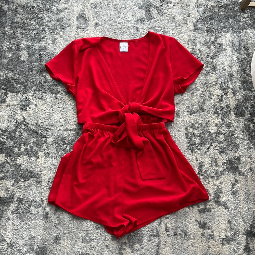 Princess Polly sweet Sahara red jumpsuit